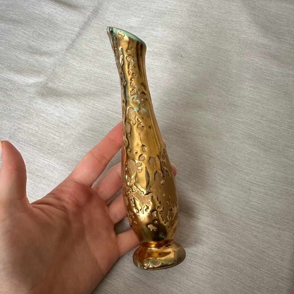 Vintage Gold and Turquoise Mini Vase accent decor